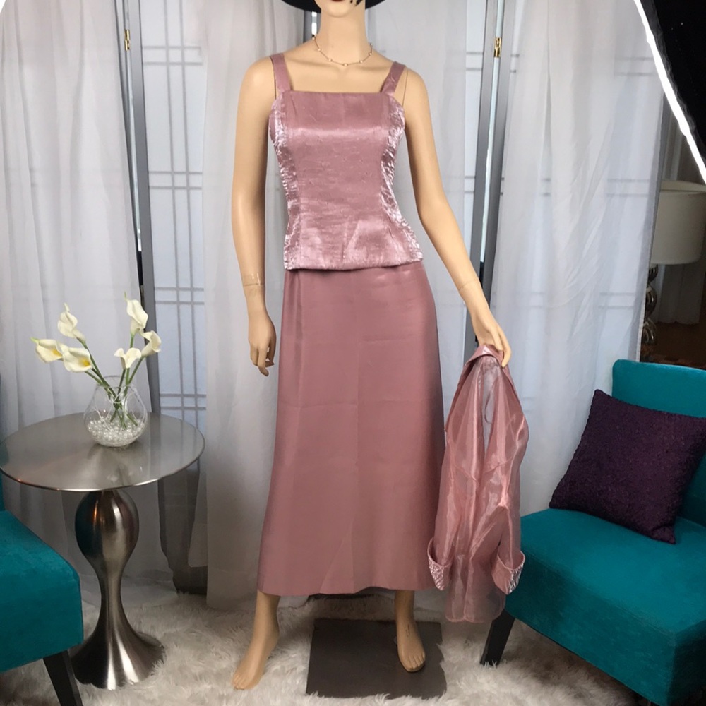 Alex Evenings | Mauve Pink Formal 2-pc Dress with Sheer Matching Jacket | Sz 6